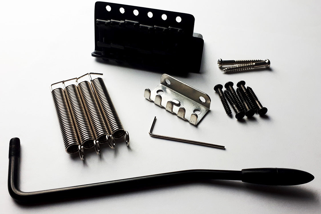 GT GTE3BK Vintage ST Style Complete 6-point Tremolo Bridge in Black Finish