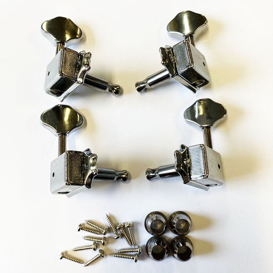 GT GTPS1CR Vintage Covered Ukulele Tuning Machines in Nickel Finish (Set of 4)