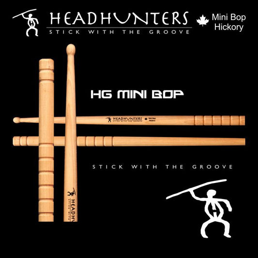 Headhunters Hickory Grooves Mini-Bop Drum Sticks with Wood Tip (1-Pair)