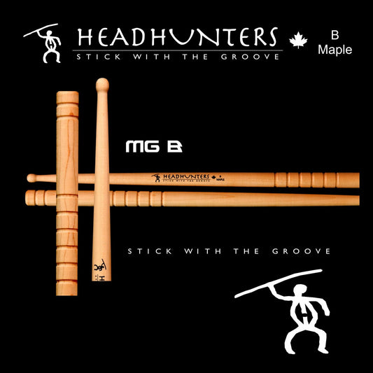 Headhunters Maple Grooves B Drum Sticks with Wood Tip (1-Pair)