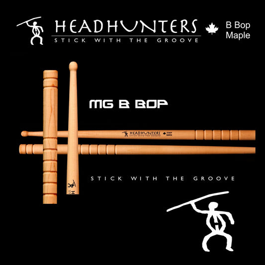 Headhunters Maple Grooves B-Bop Drum Sticks with Wood Tip (1-Pair)