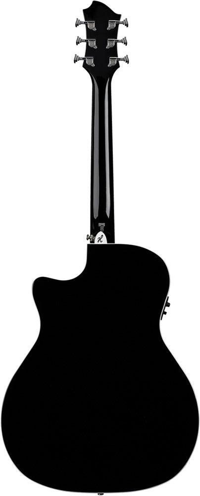 Hagstrom Siljan II Series Grand Auditorium Acoustic Electric Guitar with Cutaway in Black Gloss