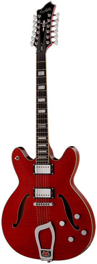 Hagstrom Viking Deluxe 12 String Semi-Hollow Guitar in Wild Cherry Transparent Gloss