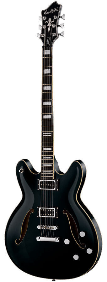 Hagstrom Viking Deluxe Baritone Semi-Hollow Guitar in Black Gloss