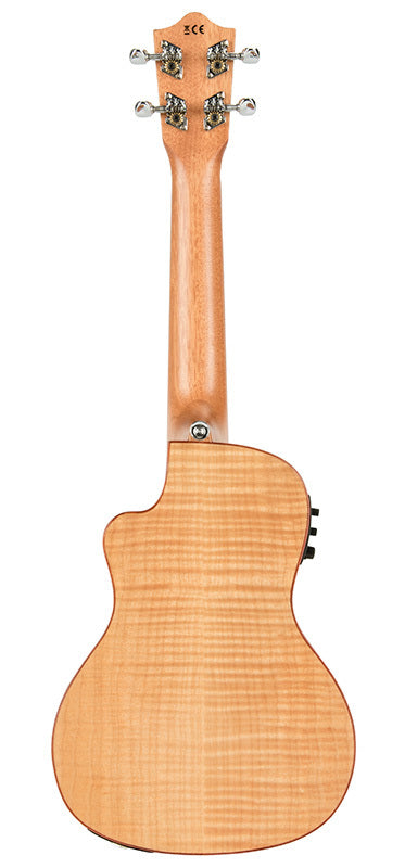 Lanikai Flamed Maple Series Concert Acoustic Electric Ukulele in Natural Satin Finish