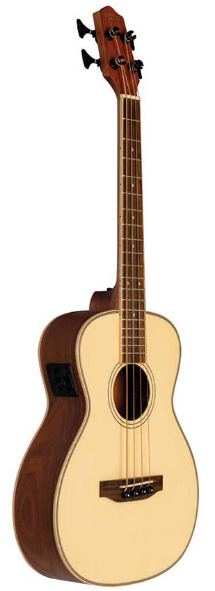 Lanikai Solid Spruce Top Series Acoustic Electric Bass Ukulele in Natural Satin Finish