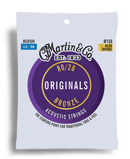 Martin M150 Originals 80/20 Bronze Medium Acoustic Guitar String Set (13-56)
