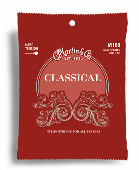 Martin M160 Classical Guitar Nylon/Silver Hard Tension Ball End String Set (28-43)