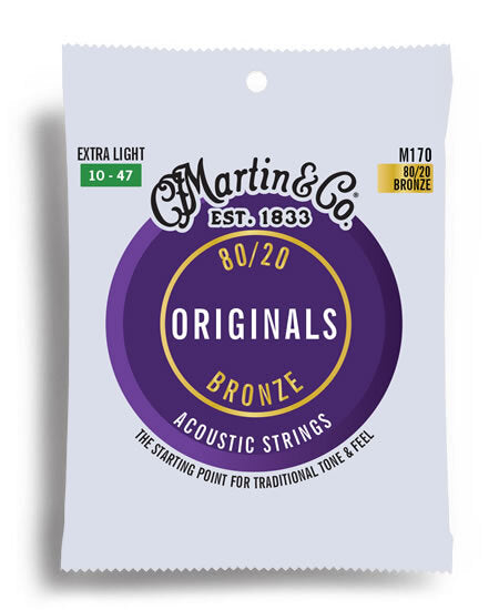 Martin M170 Originals 80/20 Bronze Extra Light Acoustic Guitar String Set (10-47)