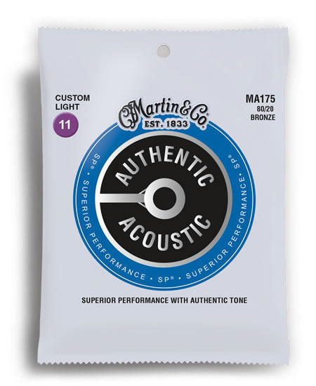 Martin MA175 Authentic Acoustic SP 80/20 Bronze Custom Light Acoustic Guitar String Set (11-52)