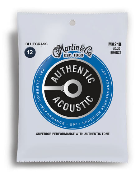Martin MA240 Authentic Acoustic SP 80/20 Bronze Bluegrass Acoustic Guitar String Set (12-56)