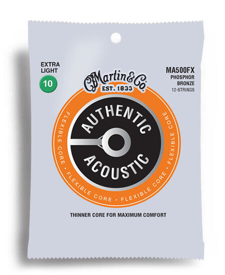 Martin MA500FX Authentic Acoustic Guitar Flexible Core 92/8 Phosphor Bronze Extra Light 12-String Set (10-54)