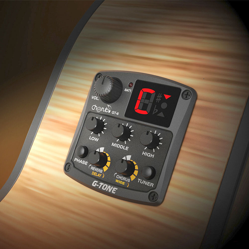Cherub GT-6 Acoustic Guitar Preamp System with FX, Onboard Tuner & Piezo Pickup