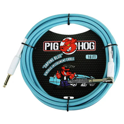 Pig Hog PCH10DBR 10ft Straight/Right Angle Braided Instrument Cable in Daphne Blue