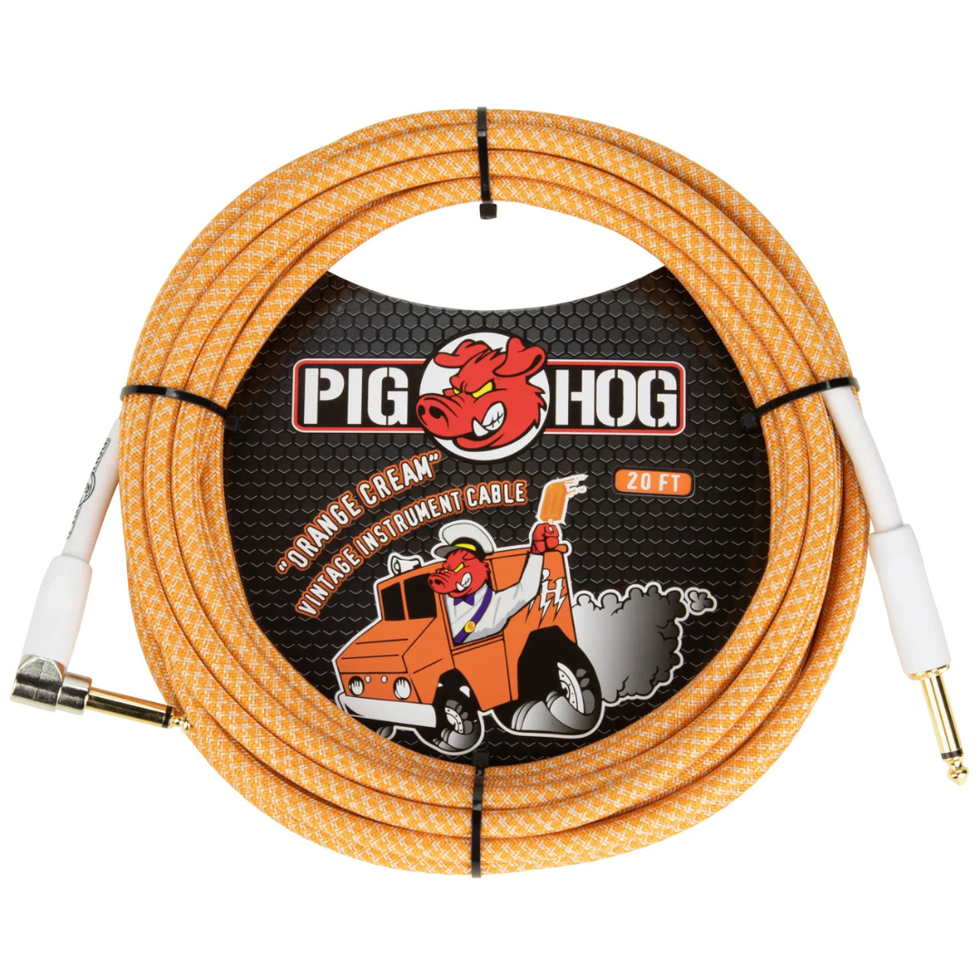Pig Hog PCH102OC 10ft Straight/Straight Braided Instrument Cable in Orange Creme