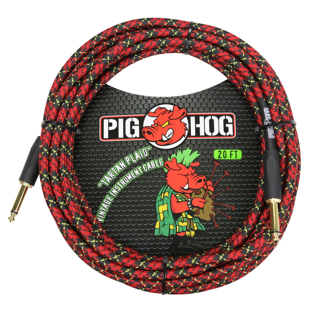 Pig Hog PCH20PL 20ft Straight/Straight Braided Instrument Cable in Tartan Plaid