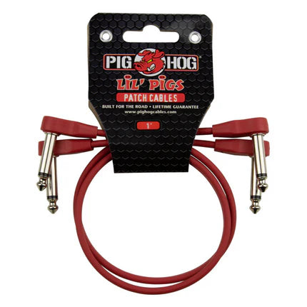 Pig Hog Lil' Pigs Low Profile PHLSK1CA 1' Candy Apple Red Patch Cables (2 Pack)