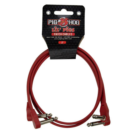 Pig Hog Lil' Pigs Low Profile PHLSK2CA 2' Candy Apple Red Patch Cables (2 Pack)