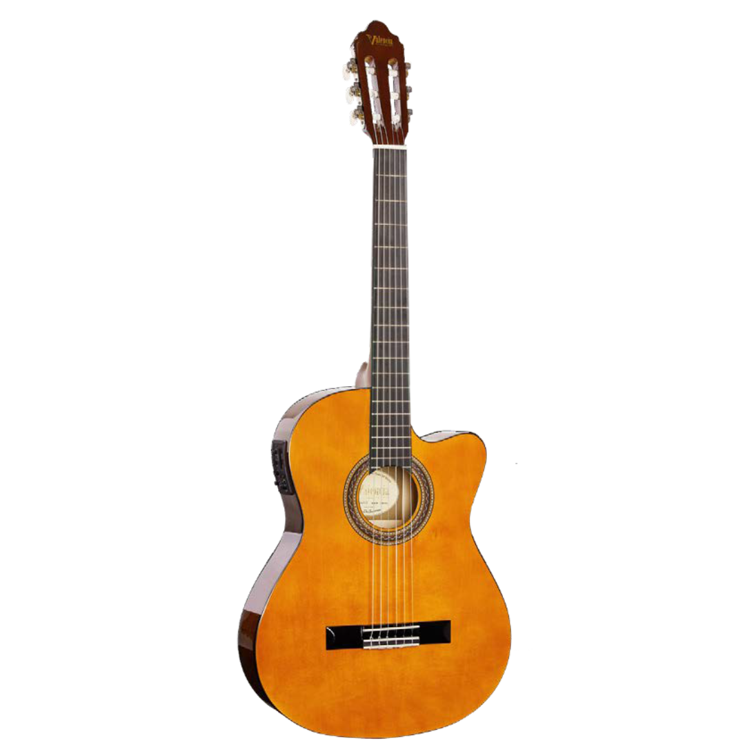 Valencia 104HTCE Hybrid Thin Body & Neck Cutaway Classical Electric Guitar