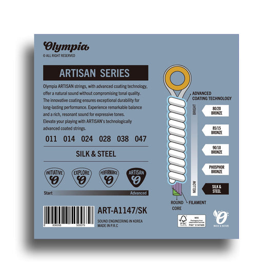 Olympia Artisan Series Coated Silk & Steel Light Guitar String Set (11-47)
