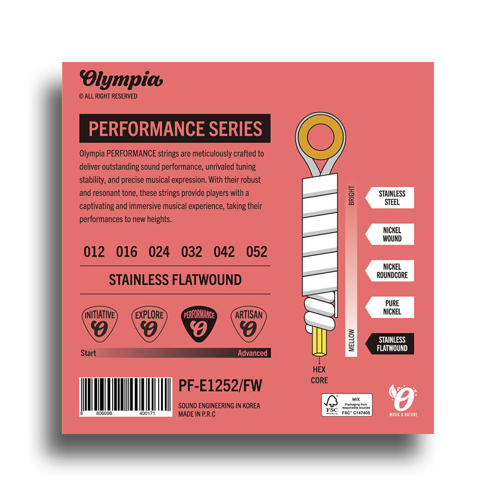 Olympia Performance Series Light Flat-Wound Electric Guitar String Set (12-52)