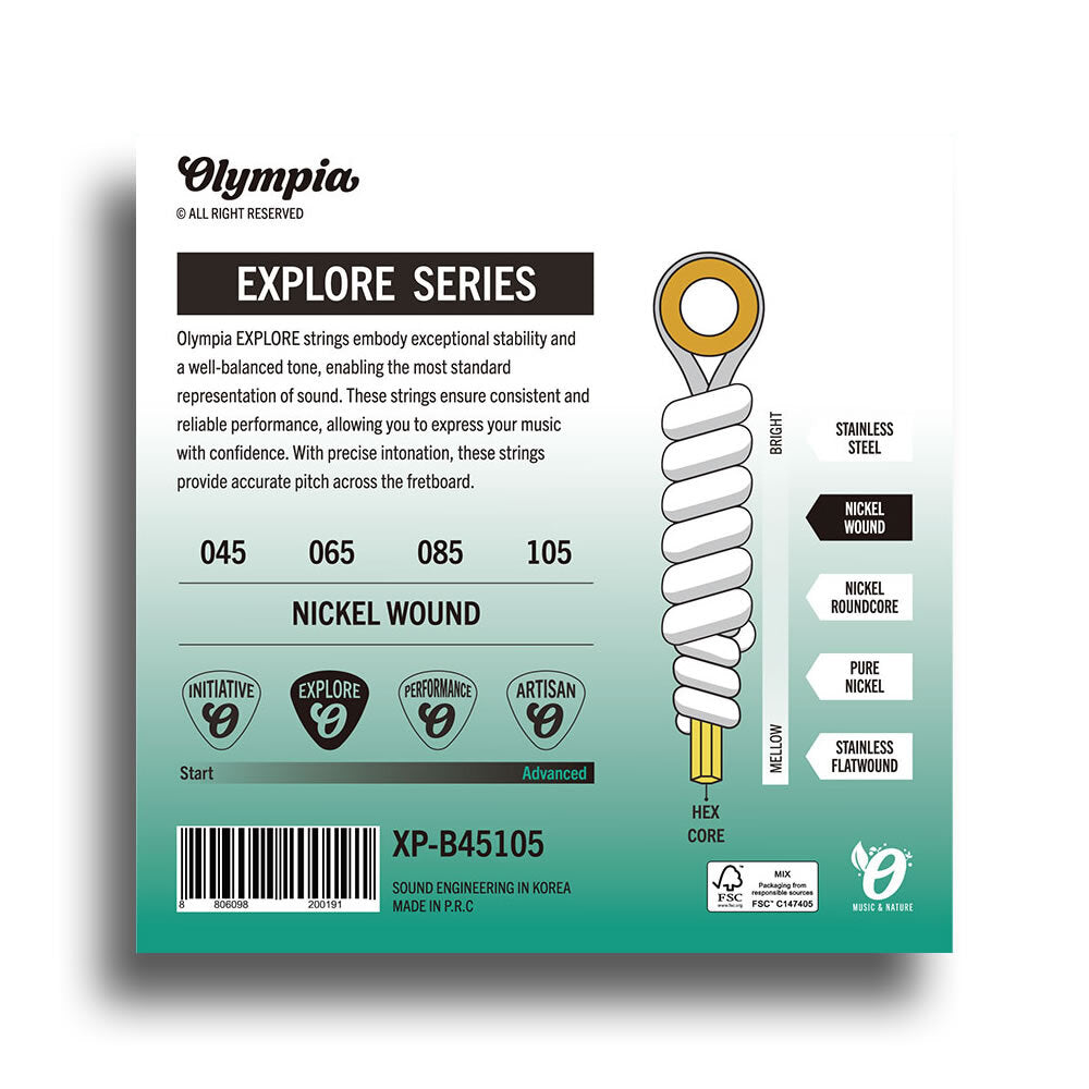 Olympia Explore Series Light Top Medium Bottom Electric Bass String Set (45-105)