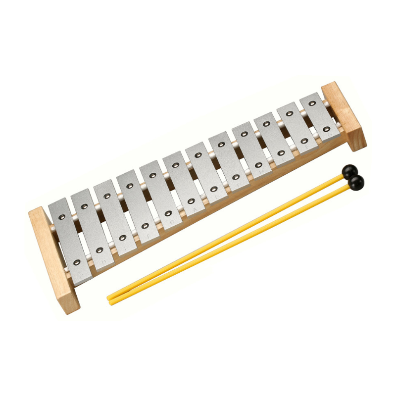 Opus Percussion OPBL12SA 12-Note Silver Glockenspiel with Natural Wood Frame