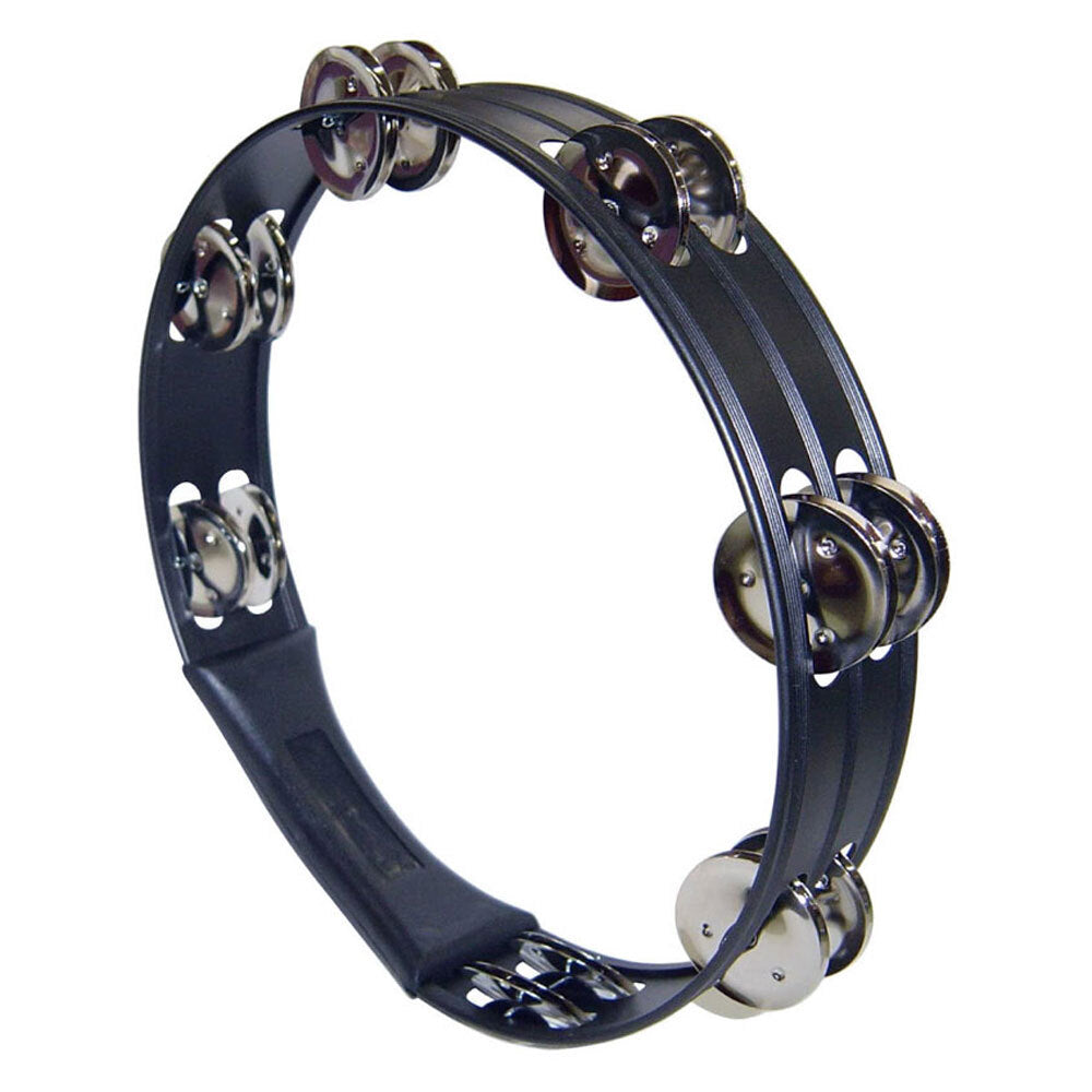 Opus Percussion OPMM14HBLK 10" Tambourine with Double-Row Jingles in Black