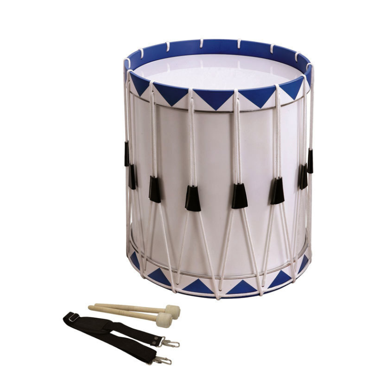 Opus Percussion OPSBWC4049 Samba Drum in White & Blue with Carry Strap & Beaters (40cm x 49cm)