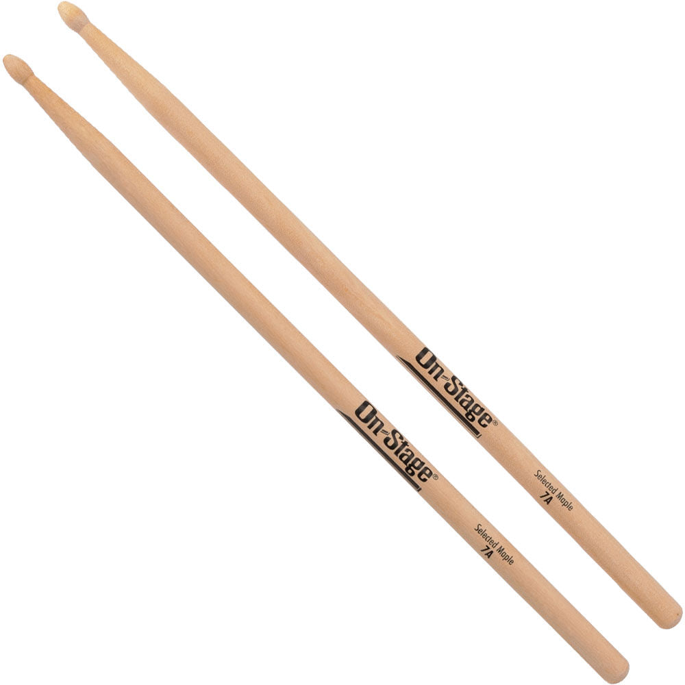 On Stage OSMW7A 7A Maple Drum Sticks with Wood Tip (1-Pair)