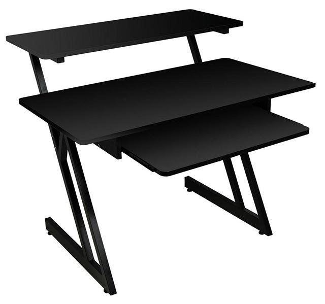 On Stage OSWS7500B Wooden Workstation in Black/Black Steel Frame