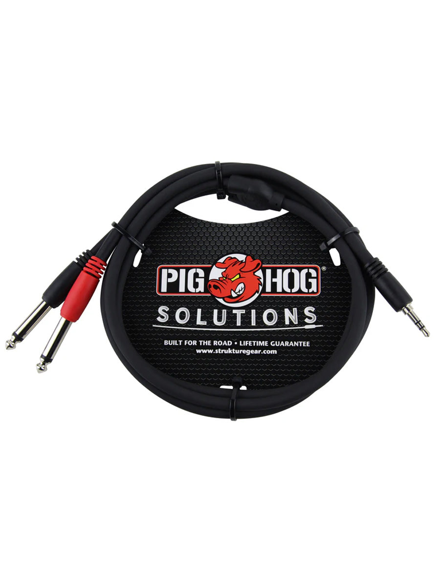 Pig Hog PB-S3403 3ft Stereo Breakout cable 3.5mm to Dual Mono 6.3mm Cable