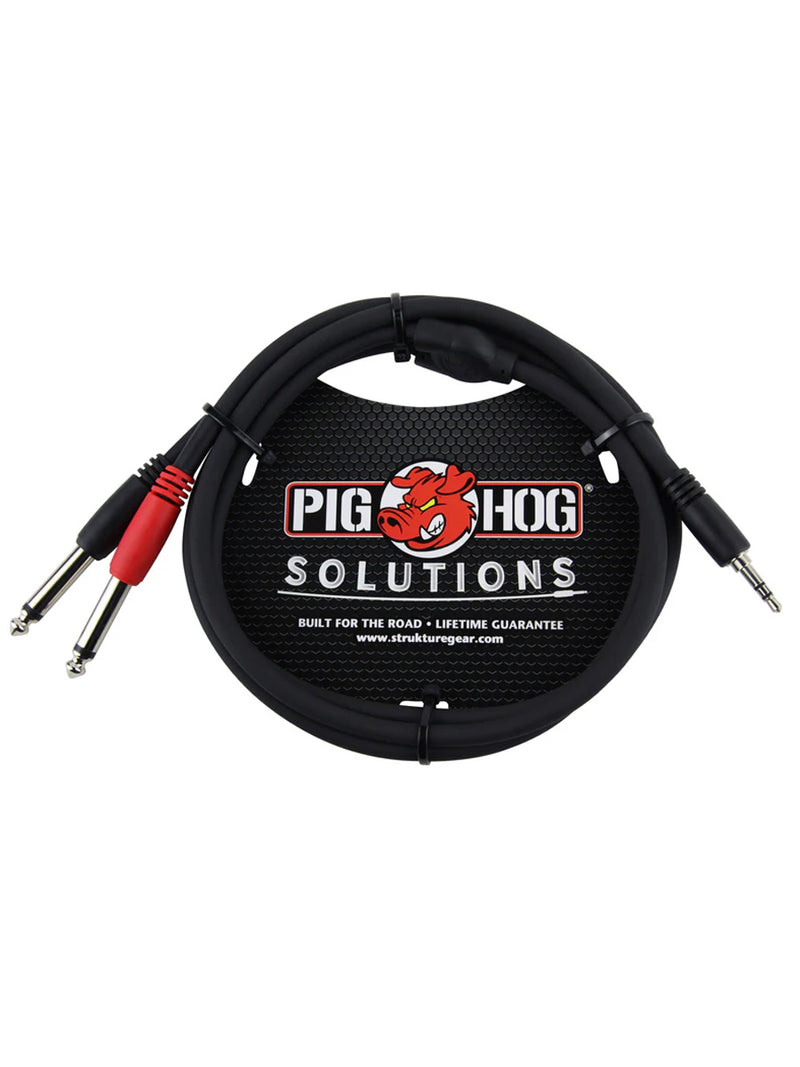 Pig Hog PB-S3R06 6ft Stereo Breakout Cable, 3.5mm to Dual RCA