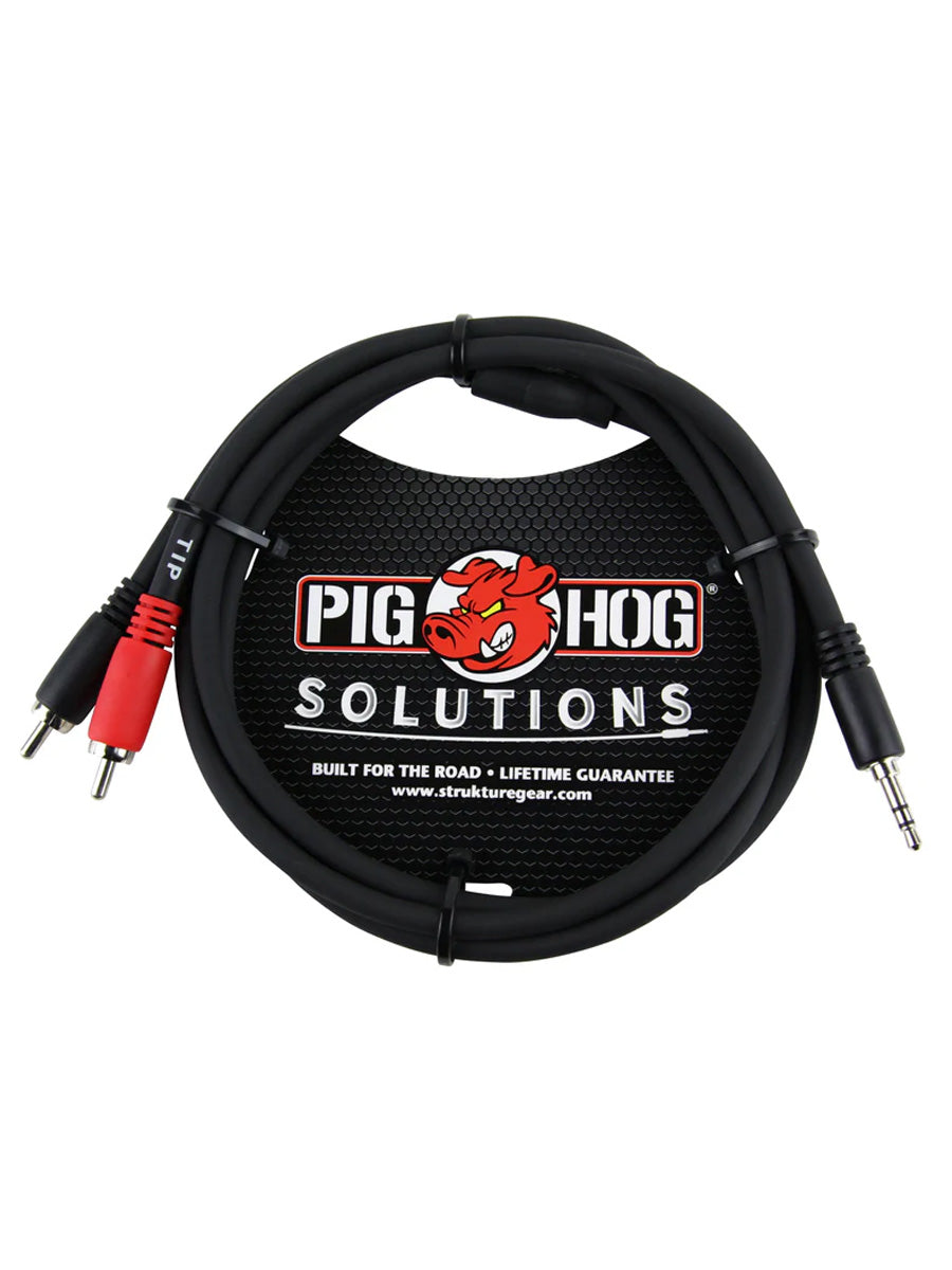 Pig Hog PB-S3R03 3ft Stereo Breakout Cable, 3.5mm to Dual RCA