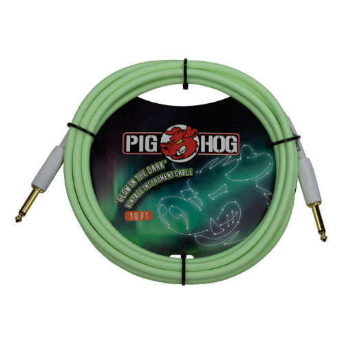 Pig Hog PCH10GLO “Glow in the Dark” Instrument Cable, 10ft Straight