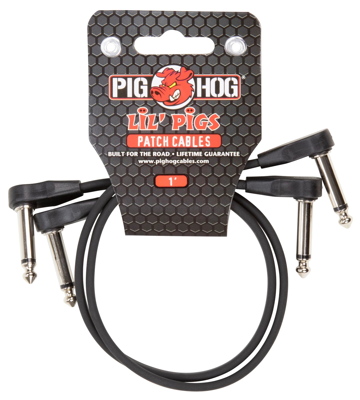 Pig Hog Lil' Pigs Low Profile PHLSK1BK 1ft Black Patch Cables (2 Pack)