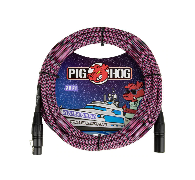 Pig Hog PHM20RRP Riviera Purple Woven Mic Cable, 20ft XLR
