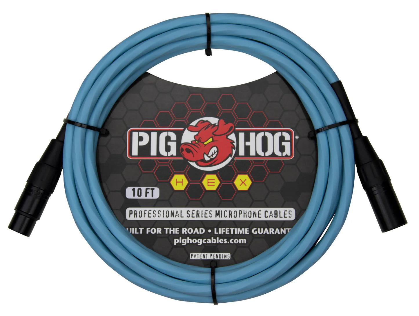 Pig Hog PHMH10DB Hex Series Mic Cable 10ft in Daphne Blue