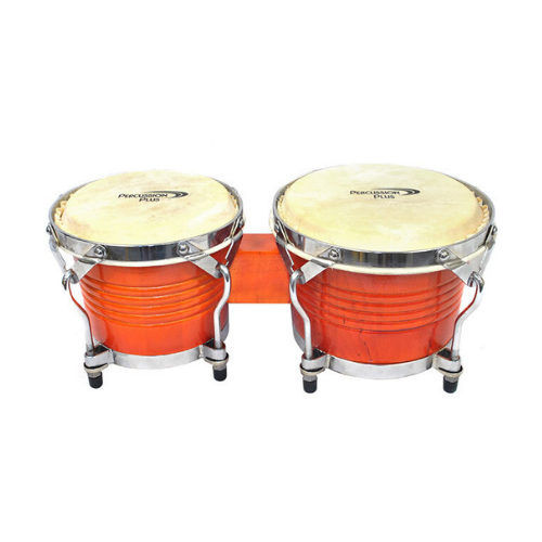 Percussion Plus PP105CNAT Deluxe 7.5 & 8.5" Wooden Bongos in Gloss Natural Lacquer Finish