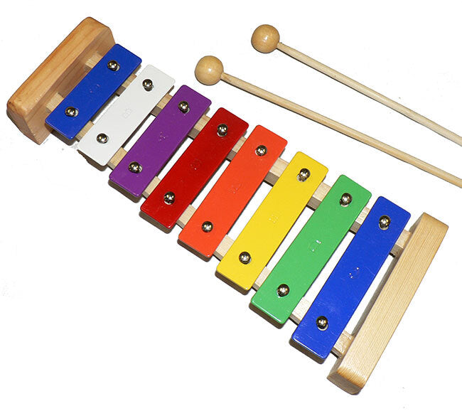 Percussion Plus PP3008 8-Note Coloured Glockenspiel with Natural Wood Frame