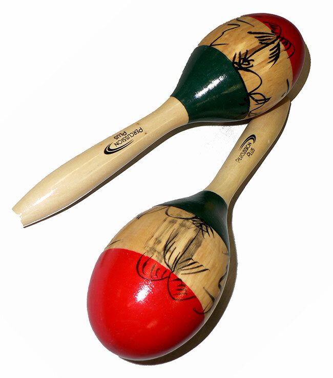 Percussion Plus PPM1 Wooden Maracas in 3-Tone & Patterned Finish
