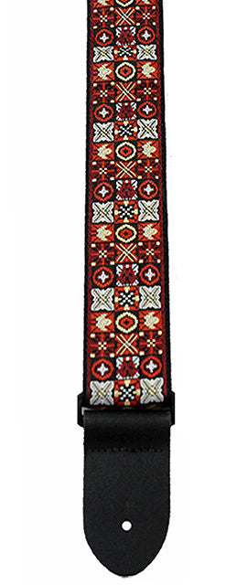 Perris PS7007 2" Jacquard Guitar Strap with Red, Black & White Noughts & Crosses design