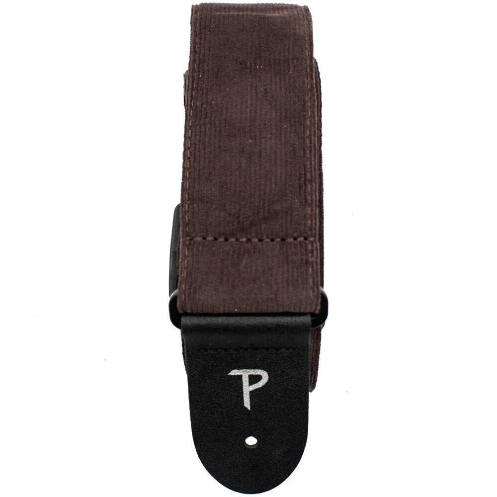 Perris PS7645 2" Corduroy Guitar Strap in Brown with Black Leather ends