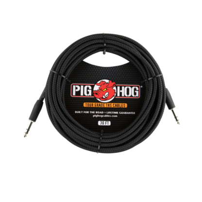 Pig Hog PTRS30BK Vintage Series “Black Woven” TRS Cable, 30 ft