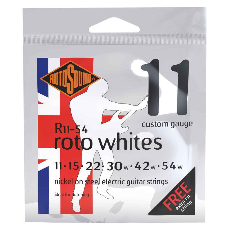 Rotosound Nickel Wound Electric Guitar Strings R11-54 Whites Custom Gauge (11-54)