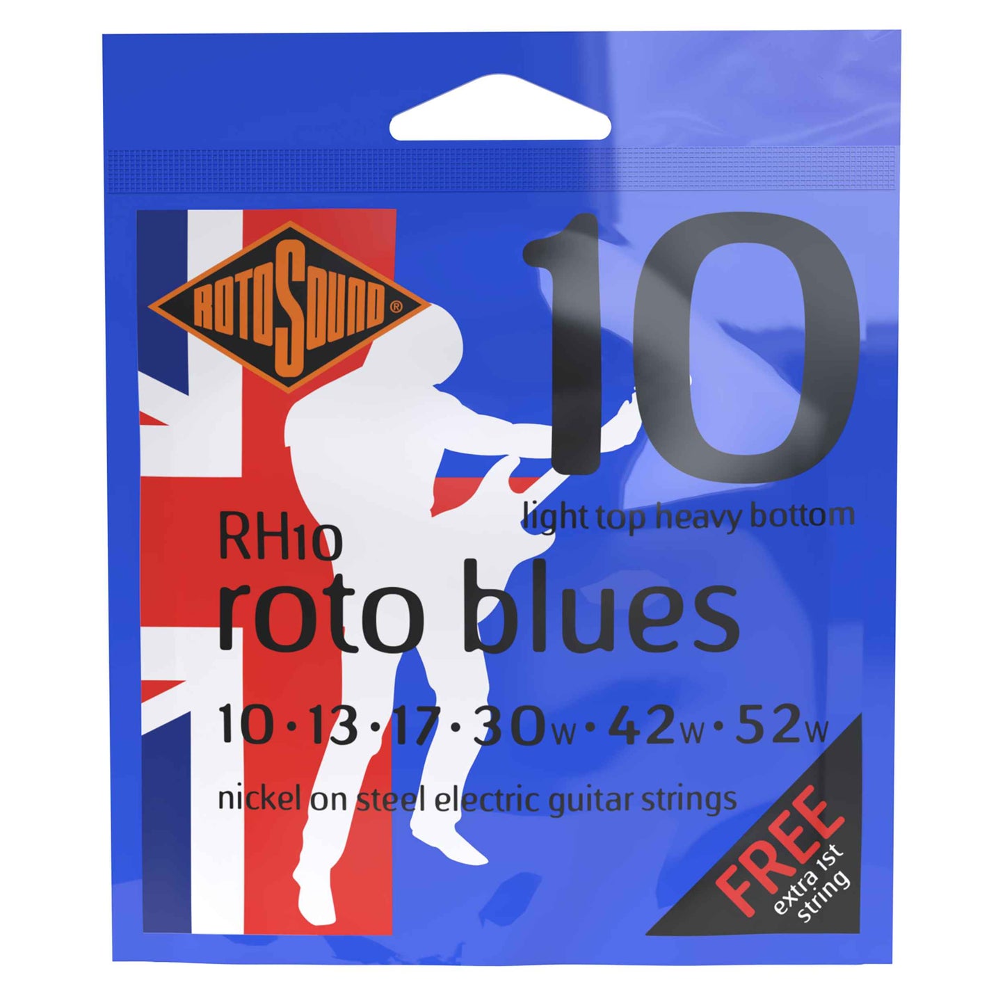 Rotosound Nickel Wound Electric Guitar Strings RH10 Blues Light Top/Heavy Bottom (10-52)