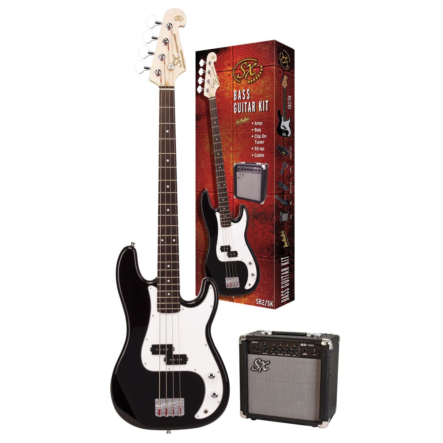 SX SB2SKB Precision Bass Guitar & Amp Pack