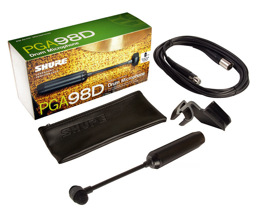 Shure PGA98D Cardioid Condenser Drum Microphone with XLR-XLR Cable