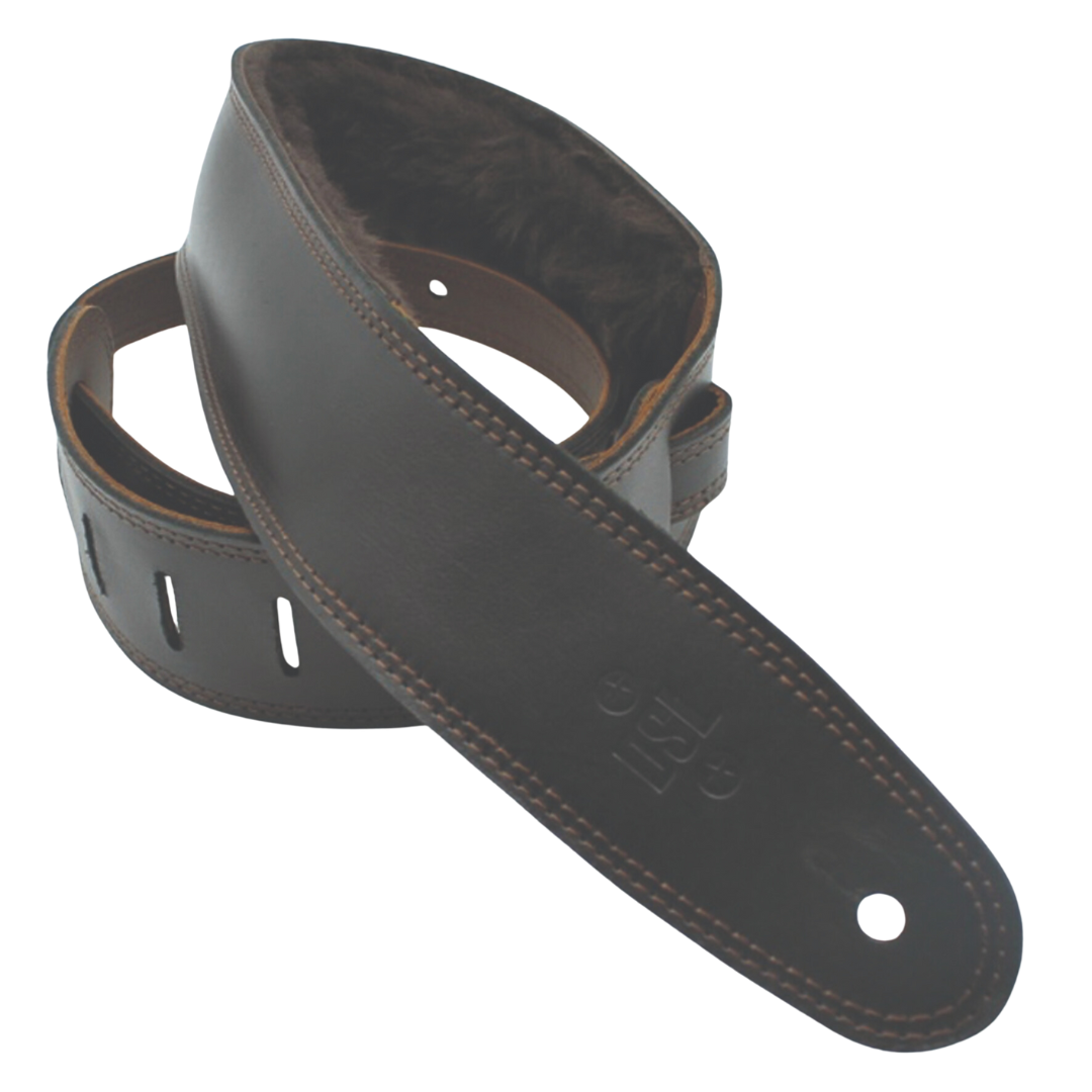 DSL SP25-16-2 Black Leather & Sheepskin Guitar Straps