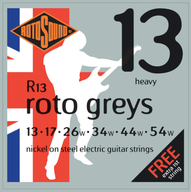 Rotosound Nickel Wound Electric Guitar Strings R13 Heavy Greys (13-54)